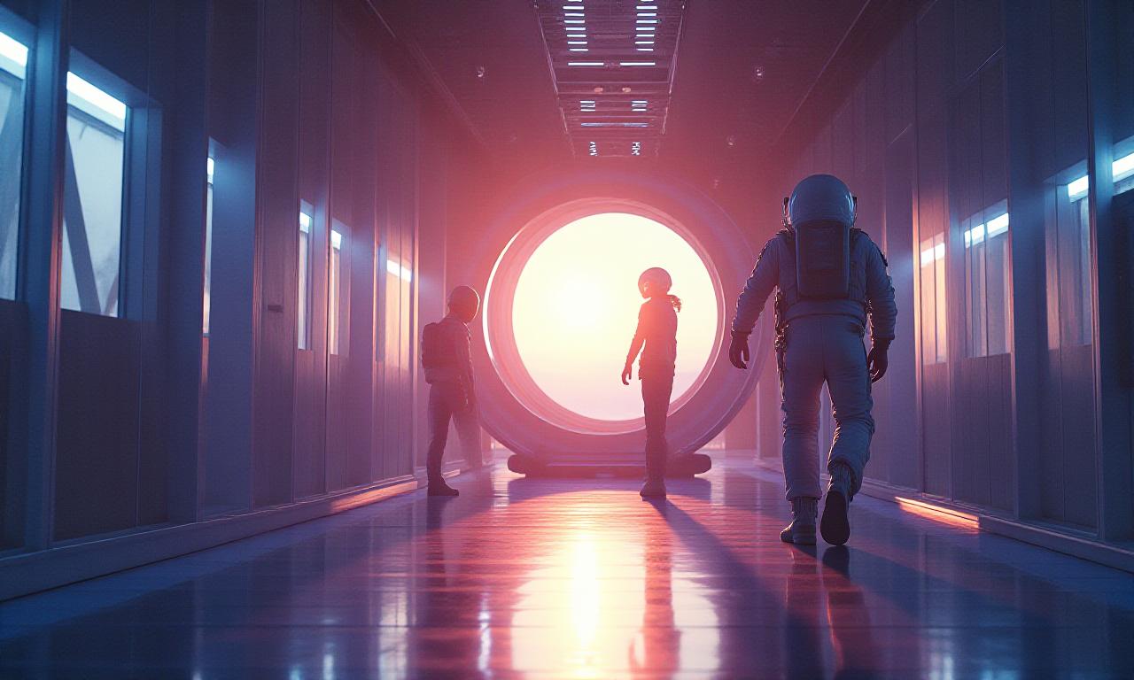 Astronaut training in a high-tech simulator facility